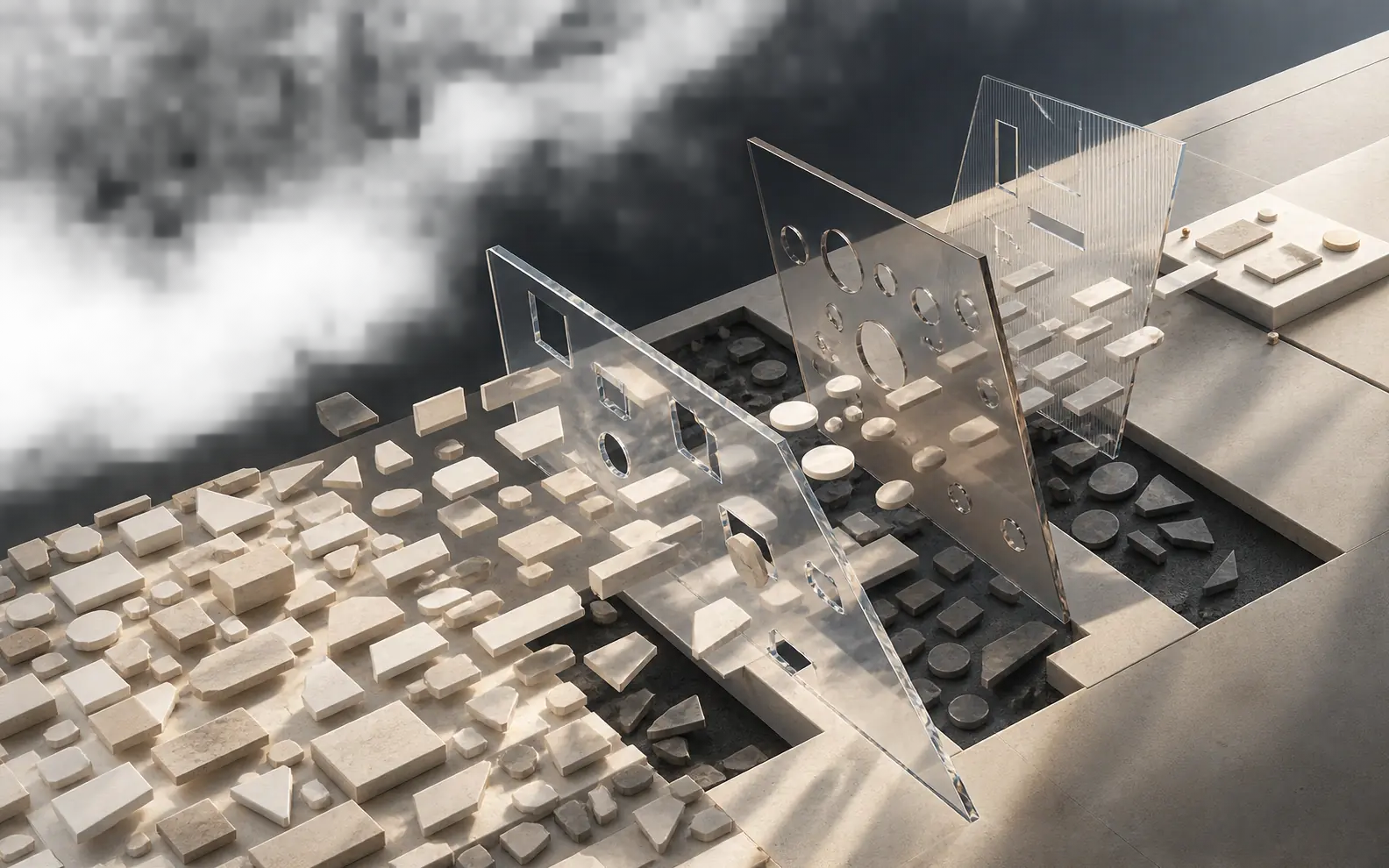 A precision candidate field narrowing through transparent constraint layers.